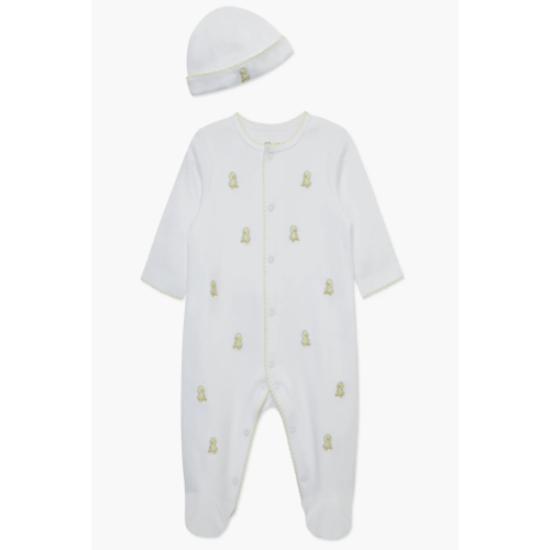 Sweet Ducks Embroidered Cotton Footie & Hat Set