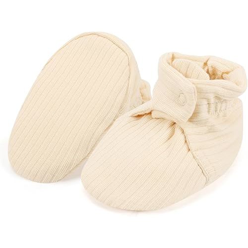 Baby Booties Organic Cotton Infant Bootie Warm Cozy Soft Sock Shoes Adjustable Boots for Newborn Boys Girls