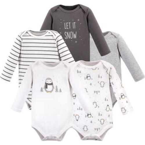 Cotton Long-Sleeve Bodysuits 5-Pack, 3-6M