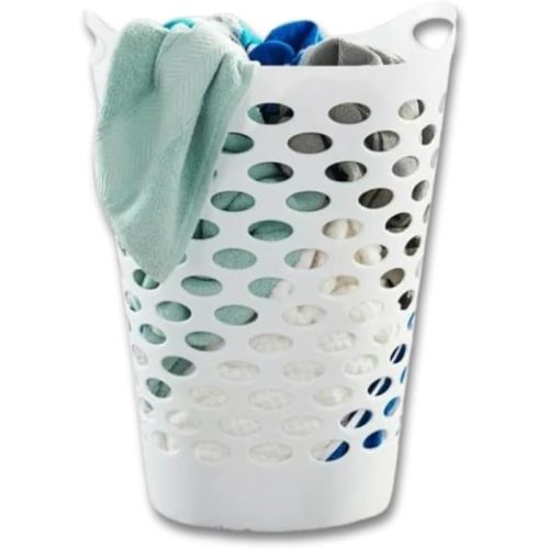 Tall Flex Laundry Basket Tall Plastic Hamper for Clothes, Bedroom, and Storage With handles 17.75" x 17.25" x 26"