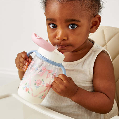 Itzy Sips™ - Straw Cup with Snap-Close Lid - Ribbons & Roses – 4 Kids Only