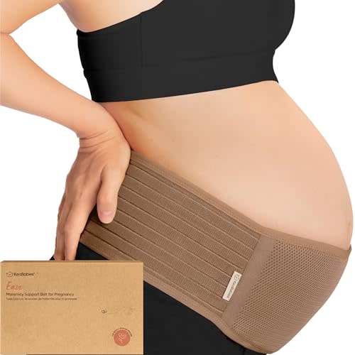 KeaBabies Pregnancy Belly Bands for Pregnant Women,1pk (Warm Tan, M/L) | Soft, Breathable, Maternity Belly Support Band, Easy Adjustable Maternity Belt for Back, Pelvic Support, Comfortable