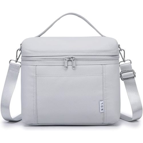NOL Natural Organic Lifestyle Insulated Lunch Bags for Women Cooler Bag Lightweight Nylon Waterproof Lunch Box For Work (Gray White, Medium(normal))