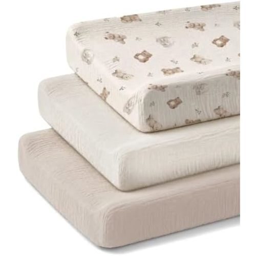 Changing Pad Covers 3 Pack, 32"x16" Muslin Baby Changing Table Pad Covers