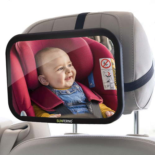 Sunferno Adjustable Shatterproof Baby Car Mirror for Rear Facing Baby, Black