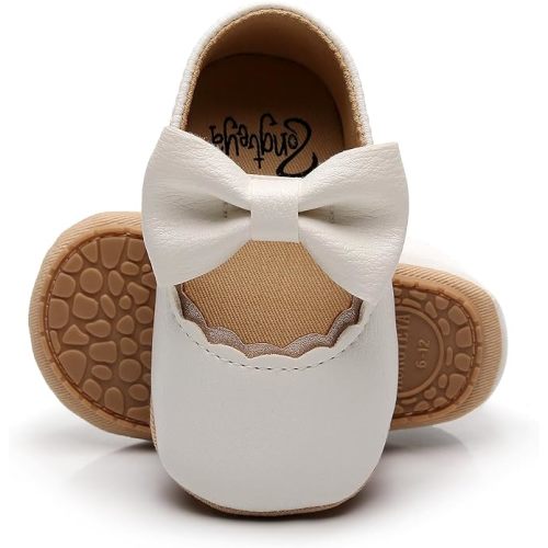 HONGTEYA Infant Baby Girls Mary Jane Flats Non Slip for Toddler First Walkers Soft Sole PU Leather Crib Shoes Sneaker Wedding Party Christmas Princess Dress Shoes Baby Moccasins Girls