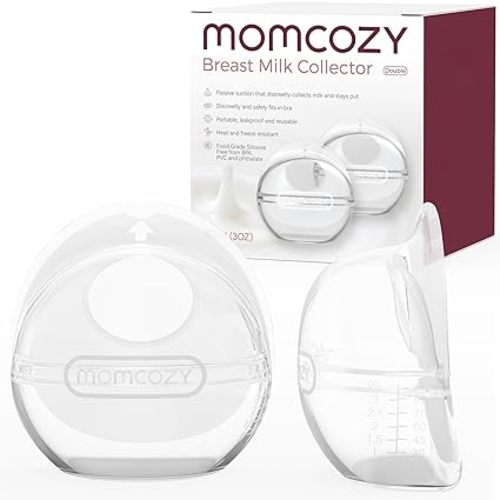 Momcozy Breast Milk Collector, Large Capacity for High Milk Supply, Milk Collectors for Breastfeeding, Reusable Soft Silicone Breast Shells, (3oz/90ml, 2PCS)