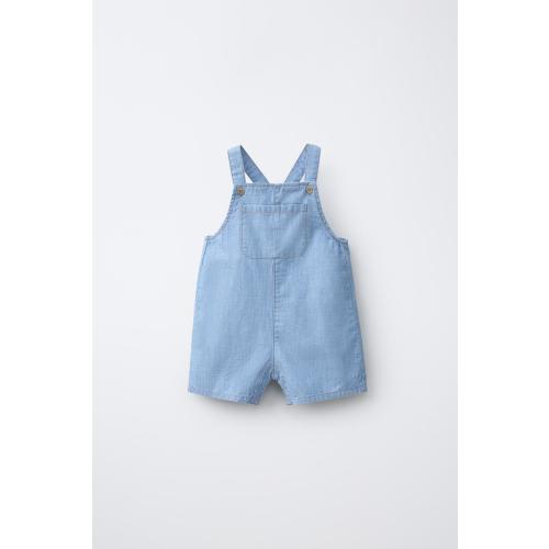 DENIM OVERALL SHORTS - Mid-blue | ZARA United States