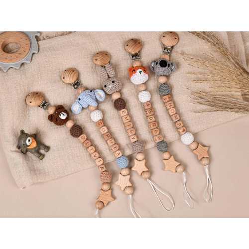 Personalized Pacifier Clip, Custom Soother Clip with Name, Newborn Animal Dummy Clip, Baby shower Gift, Baby Pacifier Holder, Gift For Kids