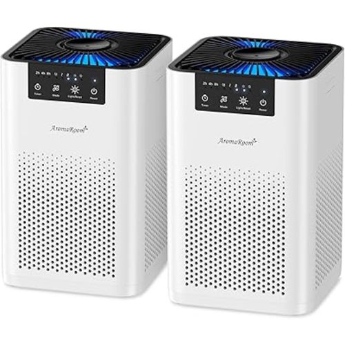 AromaRoom Air Purifiers for Bedroom, AP102-White, 2Packs, Dorm, Apartment
