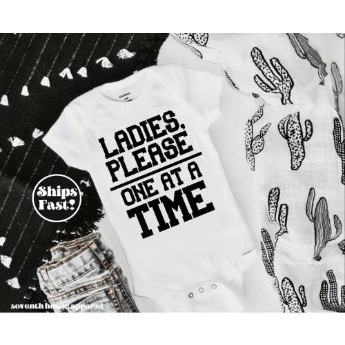 Baby Onesie® Ladies, please one at a time Funny Onesie® Baby shower Baby Boy Newborn Unique gift Baby Clothing Toddler Shirt