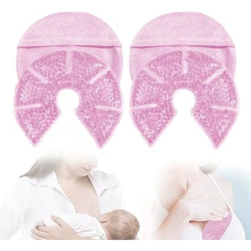 Hot Cold Gel Bead Breast Therapy Pack,Breast Ice Packs for Breastfeeding,Relief for Breastfeeding,Nursing Pain, Mastitis,Engorgement,Plugged Ducts, Boost Milk Let-Down & Production(#19 Pink)