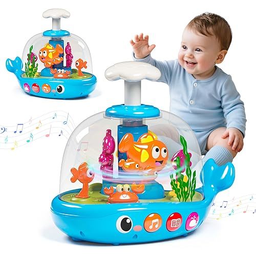 Baby Toys 6-12 Months, Press & Glow & Spin Infant Toys, Cause and Effect Baby Musical Toys Educational Toy for 1 Year Old, 1st Birthday Gifts for 6 7 8 9 10 11 12Month