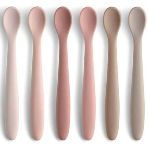 Silicone Baby Feeding Spoons, Training Spoon Self-feeding, First Stage Infant Soft-Tip Easy on Gums, Utensils Supplies, Dishwasher & Boil-proof, 6 Pack