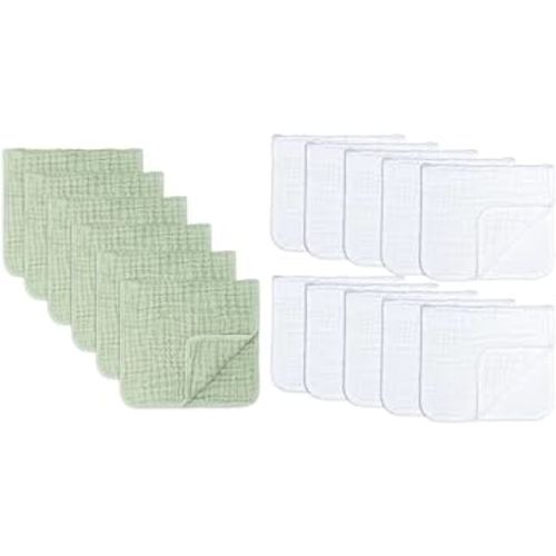 Comfy Cubs Muslin Cotton Baby Towels and Muslin Burp Cloths Large 100% Cotton Bundled