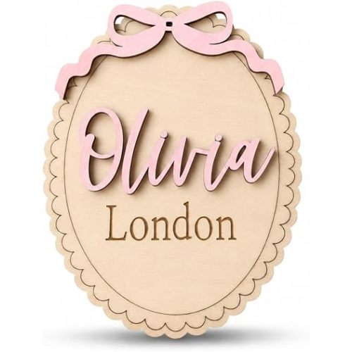 Personalized Scallop Baby Name Sign with Bow (Name Sign)