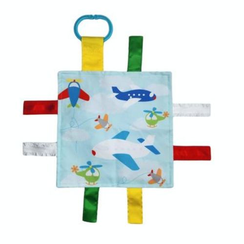 Baby Jack The Learning Lovey Flying Airplanes and Helicopters Tag Crinkle Square Toy 8" x 8"