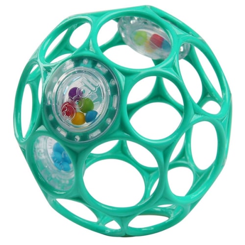 Bright Starts Oball Easy-Grasp Rattle BPA-Free Infant Toy in Teal, Age Newborn and up, 4 Inches