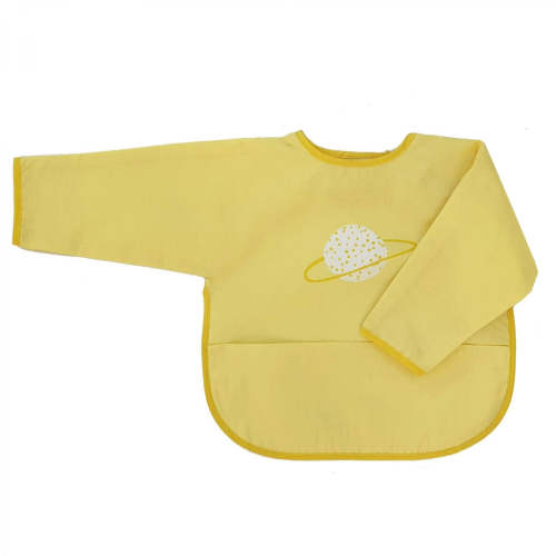 Organic Baby Bib With Sleeves - Yellow Planet