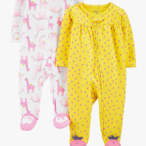 Simple Joys by Carter's Baby Girls' Cotton Footed Sleep and Play, Pack of 2