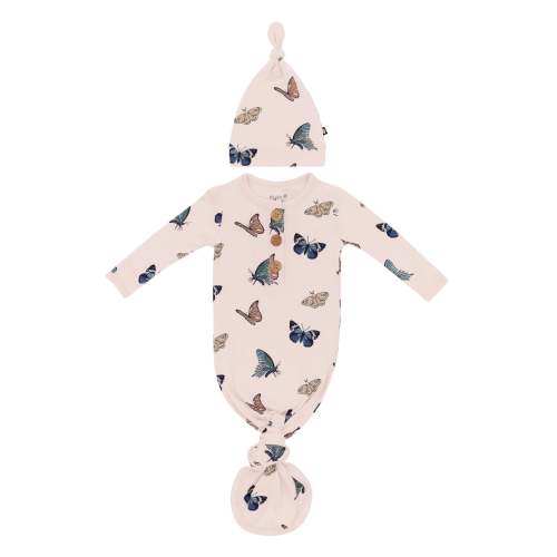 Knotted Day Gown with Hat Set in Blush Butterfly