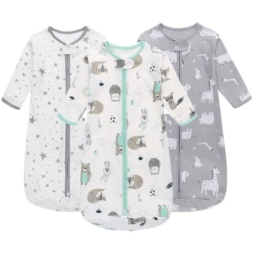 Miracle Baby Sleep Sack with Long Sleeve, 100% Breathable Cotton Wearable Blanket with Two-Way Zipper for Infants 0–18 Months