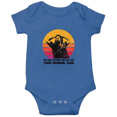 The Dude your opinion man The Big Lebowski funny printed Onesies Kids's Short Sleeve Onesie 12M Royal sold by Sofia Di Leo | SKU 39242729 | Printerval