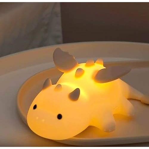 Baby Night Light, Cute Wyvern Lamp - Soft Silicone LED with Magnetic Adsorption, 3 Dimmable Settings, 7 Color Changing, 30Min Timer, USB Rechargeable and Portable - Gift for Kids and Women