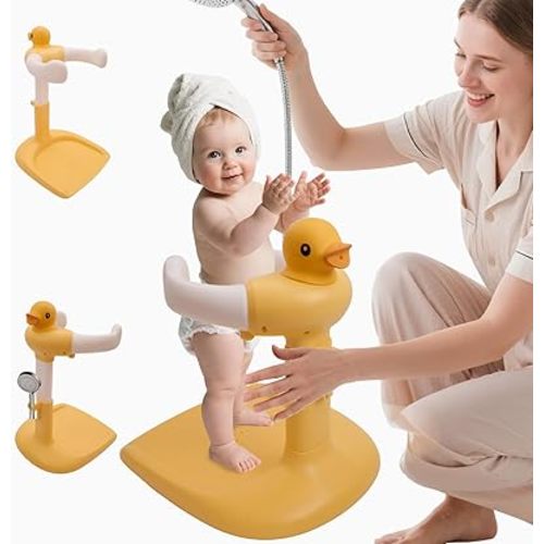 Adjustable Baby Shower Stand Support | Safety & Non-Slip Baby Bath Stand | Standing Bathtub for Infants 8-36 Months | Toddler Shower Support with 55 Lbs Capacity | Ideal Gift for Babies Bath