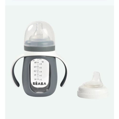 Beaba 2-in-1 Glass Learning Cup with Silicone Protective Sleeve 210ml • Beaba Australia
