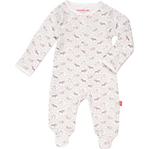 Magnetic Me Footie Pajamas 100% Organic Cotton Baby Sleepwear Quick Magnetic Fastener Sleeper - 6-9mo
