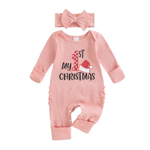 My First Christmas Baby Girl Outfit Christmas Tree Onesie Long Sleeve Romper Jumpsuit Newborn Clothes for Girls