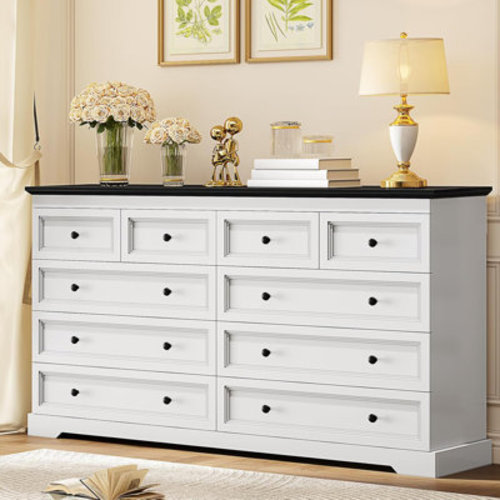 Winston Porter Double Dresser With 10 Storage Drawers & Reviews | Wayfair
