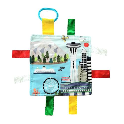 Seattle Washington Space Needle City Stroller Toy Square with Tags & Crinkle Sound