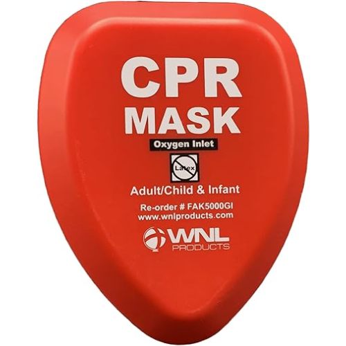 WNL Products CPR Rescue Mask, Adult/Child & Infant Pocket Resuscitator, Hard Case Kit with Belt Clip
