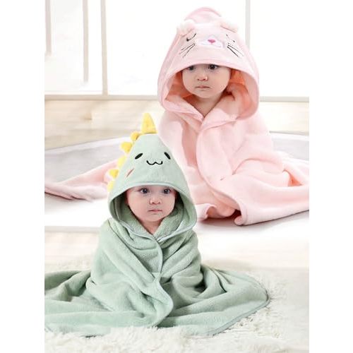 TMIELYBS Hooded Baby Towels, 2 Packs Premium Soft Baby Bath Towels with Hood for Babies, Toddler, Infant - Ultra Absorbent, Baby Stuff Shower as Best Gifts for Boys and Girls (2Pack)
