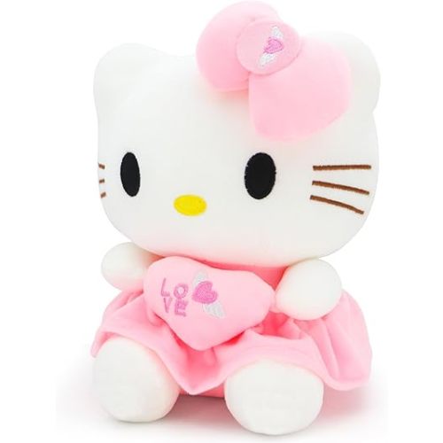 Kawaii 10-inch Heart Pillow Plush - Soft Cartoon Plush Toy ，Gift for Girls Boys Birthday and Parties (Light White)