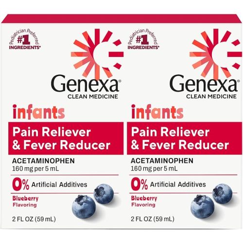 Genexa Infants' Acetaminophen Made Clean, Baby Pain & Fever Reducer, 2 Pack