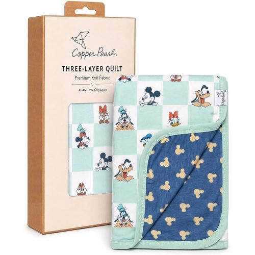 Copper Pearl Jumbo 3-Layer Baby Blanket: Soft Baby Quilts for Boys and Girls | Breathable, Cozy, Toddler Blanket | Baby Quilt for Newborns | 46x46 Premium Polyester/Rayon | Mickey Mouse & Friends