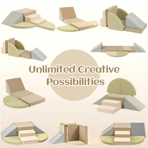 6-Piece Toddler Climbing Toys Indoor, Foam Climbing Toys for Toddlers, Soft Play Baby Climbing Blocks for Crawling and Sliding, Safe Climbing Play Set Indoor Gym Equipment for Toddler1-3, Infant, Baby