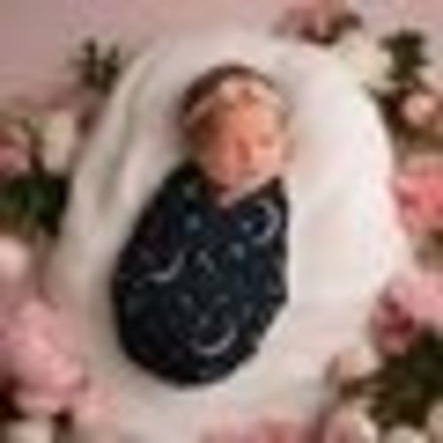 Baby Girl Pink Moons & Stars Swaddle Set, Celestial Headband Bow / Knot Hat, Cosmic Navy Newborn Outfit, Galaxy Shower Gift, Witchy Nursery