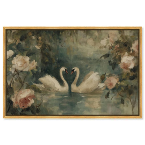 House of Hampton® Heart of Two Swans Canvas Print Vintage Wall Decor by Art Remedy, Black Frame, 15 x 10 & Reviews | Wayfair