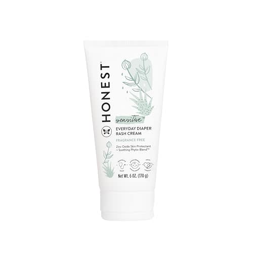 The Honest Company Hypoallergenic Diaper Rash Cream | Moisturizing + Calming Zinc Oxide Ointment | NEA Recognized, Cruelty Free | Value Size, 6 oz