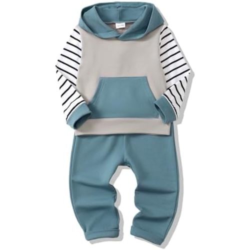 Renotemy Toddler Infant Baby Boy Clothes Outfit Long Sleeve Hoodie Sweatshirt Casual Fall Winter Clothes Set for Toddler Boy