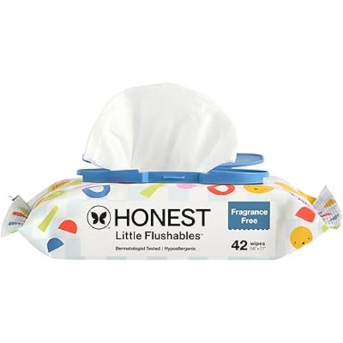 The Honest Company Hypoallergenic Toddler Flushable Wipes, 42 Count