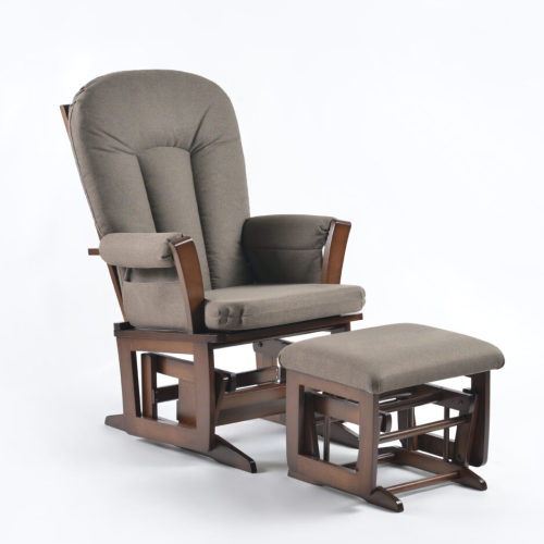 Joli Modern Glider Chair and Ottoman Set – Antrhacite Uph & Walnut Frame – Norm Concept