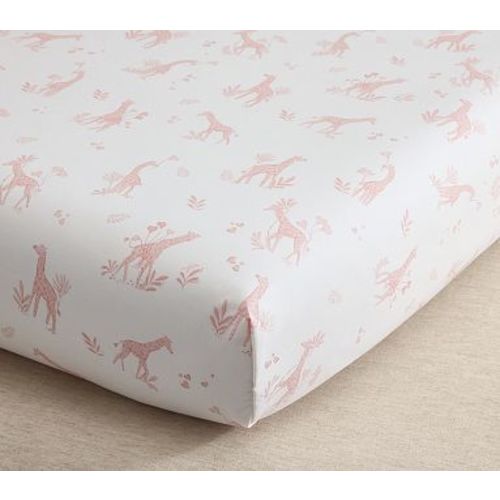 Gigi Giraffe Organic Crib Fitted Sheet , Pink