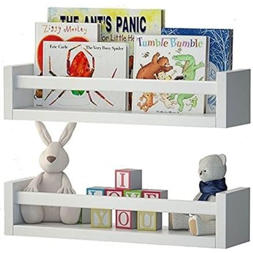 Wallniture Utah Set of 2 Nursery Room Decor Wood Floating Wall Shelves White
