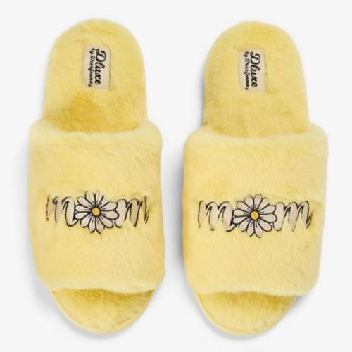 Dluxe by Dearfoams Women's Mother's Day Single Band Slide - Yellow M