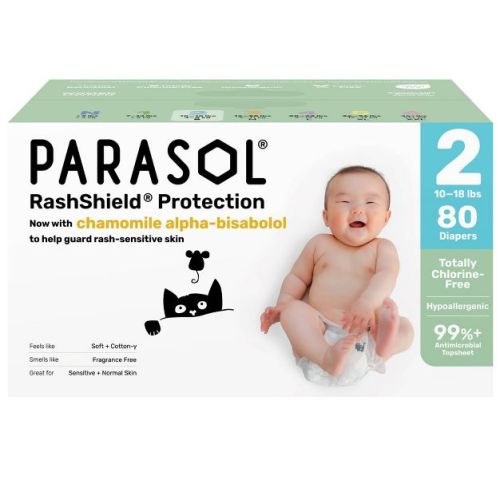 Parasol Chlorine-Free Diapers with RashShield Protection - Size 2 - 80ct